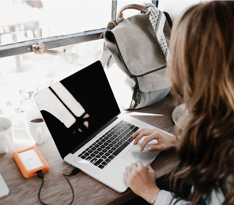 Woman working on laptop