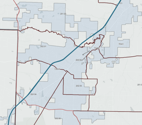 Central Arkansas Census Tract Map Thumbnail