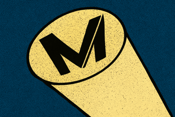 Metroplan's logo inside a searchlight