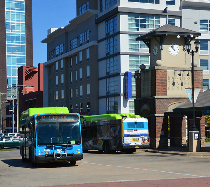 Rock Region buses at the River Cities Travel Center in Little Rock.