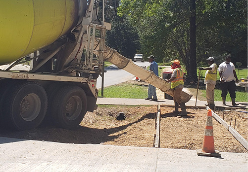 Construction of a sidewalk in Shannon Hills.