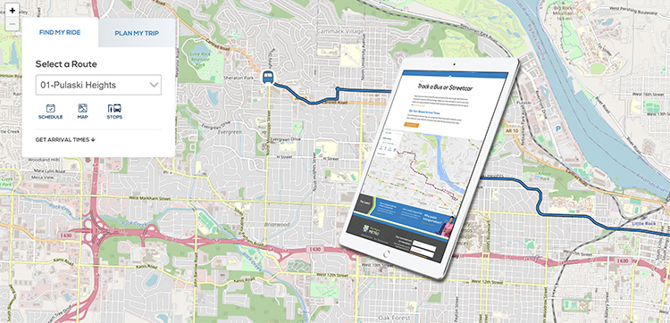 Rock Region METRO transit map and app example