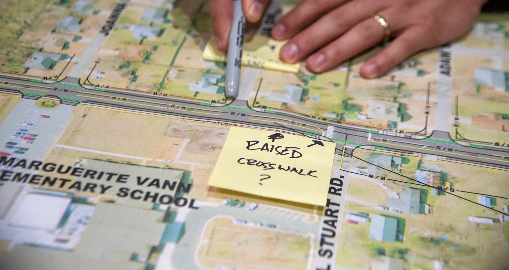 photo of a road diagram from a public meeting